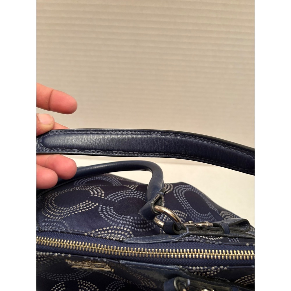 Coach Madison Dotted Op Art Sophia Satchel Navy Blue Handbag 15935 - Picture 9 of 11